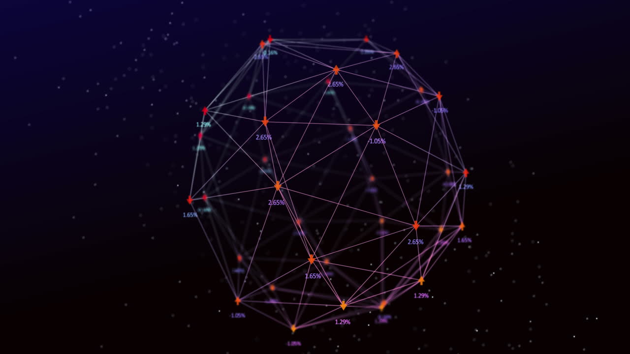 animación de la red de conexiones con procesamiento de datos sobre fondo negro