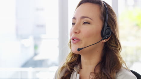 servicio al cliente, mujer de negocios feliz con auriculares