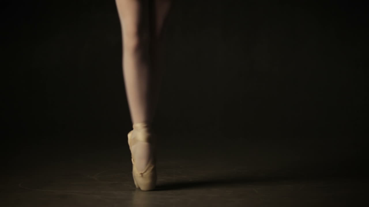 Ballet Dancer Action. Pretty young ballerina wearing a tutu in a dance studio