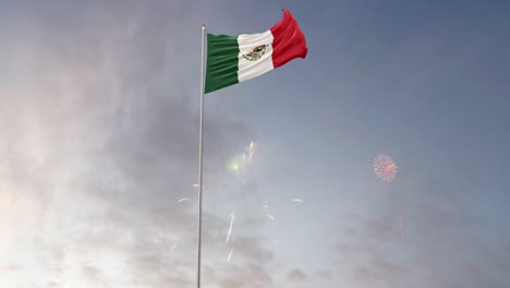 mexico flag with fireworks background