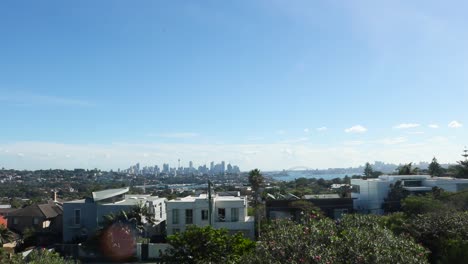 view of the sydney skyline and sydney harbour bridge from an extreme distance