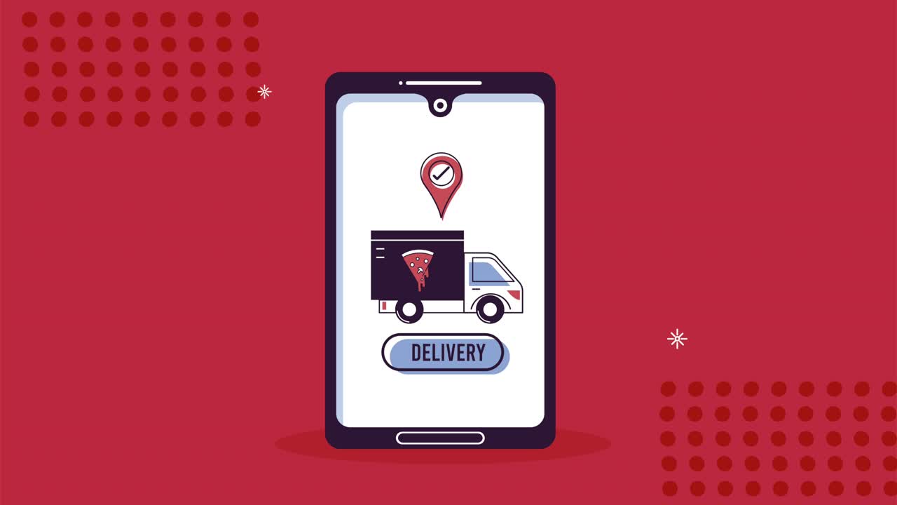 camión de servicio de entrega de alimentos en teléfono inteligente