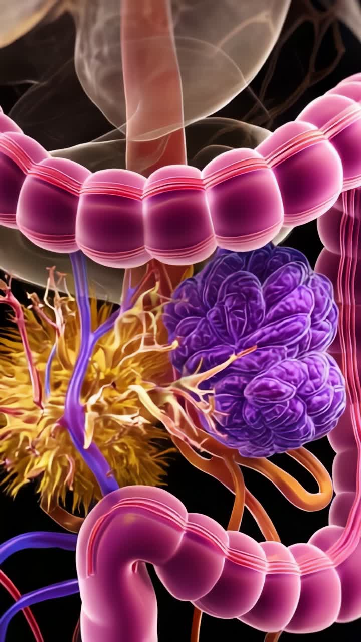 Intricate Visualization of Human Anatomy Showcasing the Interconnectedness of the Nervous, Immune, and Digestive Systems in the Body