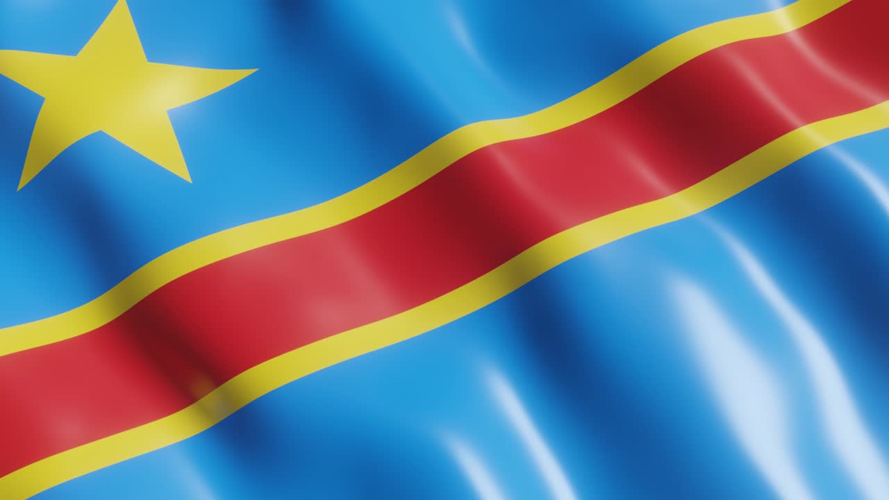 3d renderiza la bandera ondeando de la república democrática del congo país. bandera nacional en el fondo del viento. 4k clip de video animado de bucle sin costuras realista