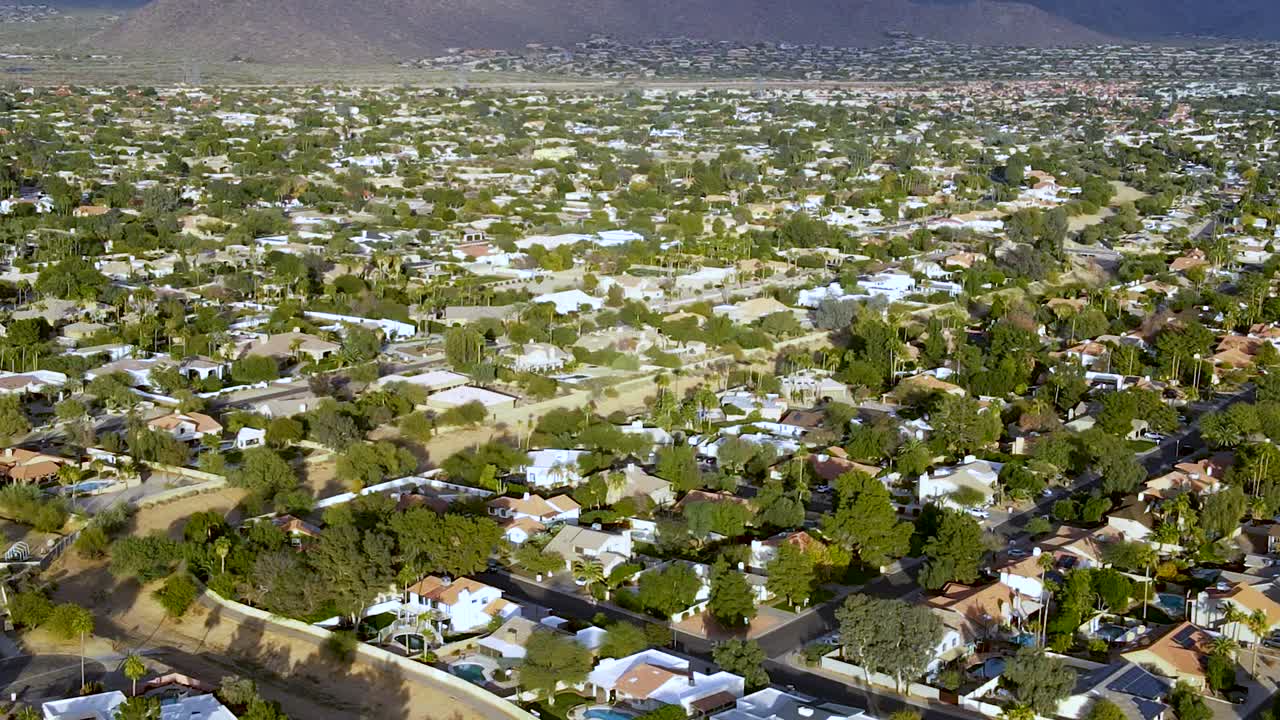 Southwest American City Neighborhood Suburbs of Scottsdale, Arizona. Aerial