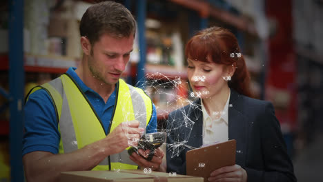 warehouse workers working together