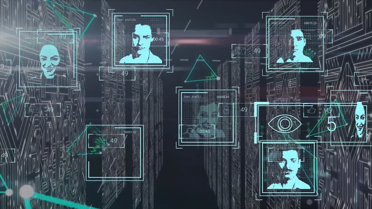 animación de los iconos de las personas sobre la sala del servidor