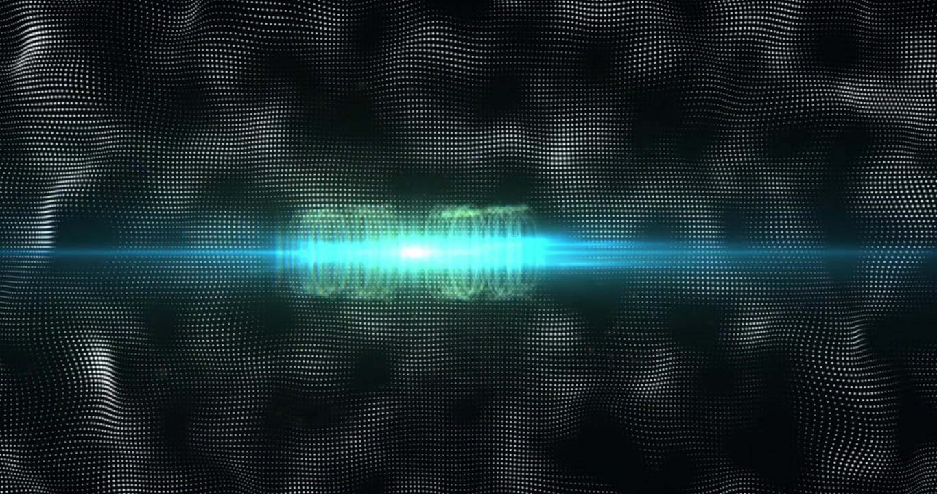 Sfondo astratto con onde digitali e bagliore luminoso