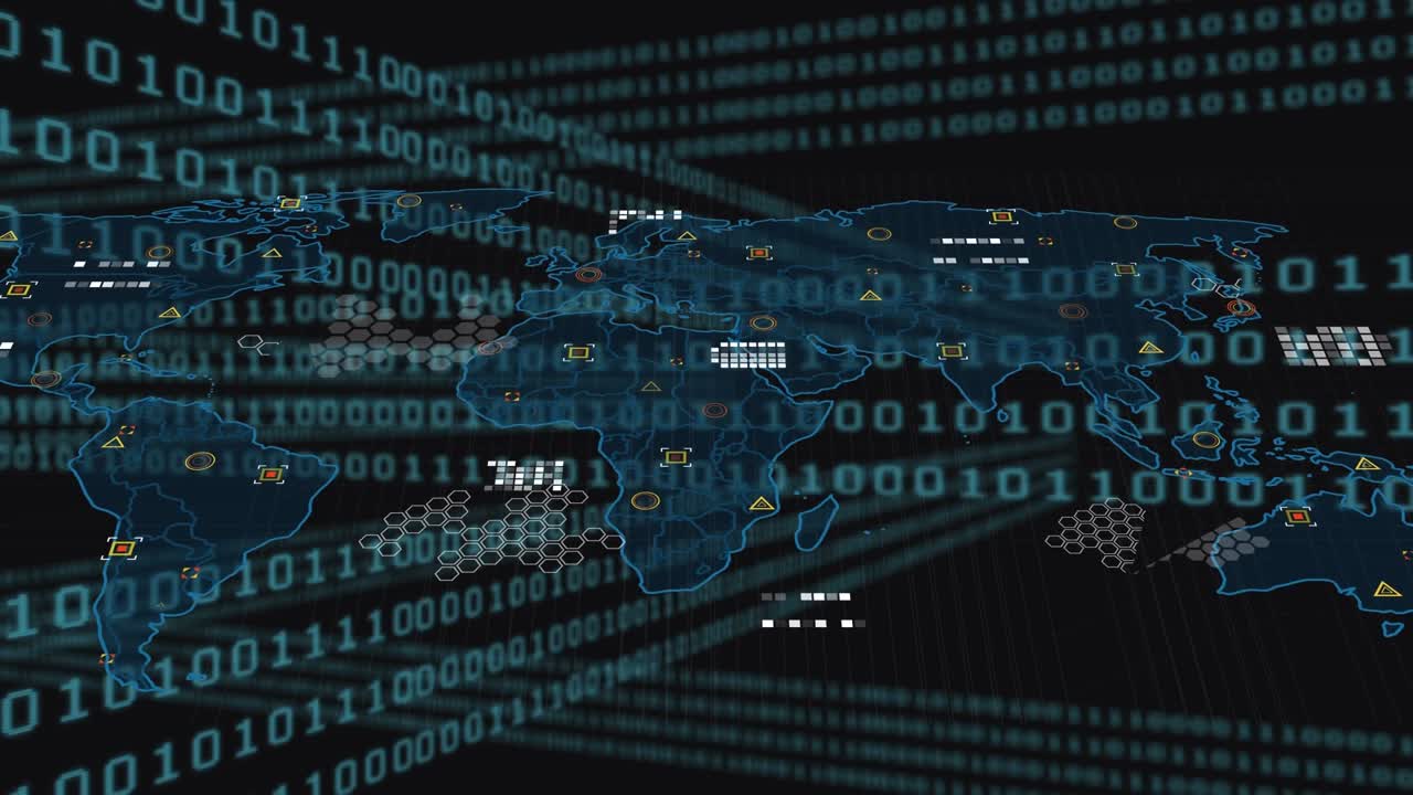 Animation of data processing over world map