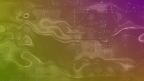 Animation-of-math-formulas-on-yellow-and-pink-background