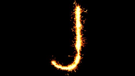 alphabet j text sparkler glitter sparks firework loop animation