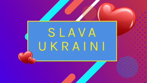 animación del texto de slava ukraini sobre formas coloridas
