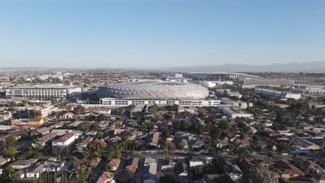 aerial view of intuit dome, los angeles clippers' new arena