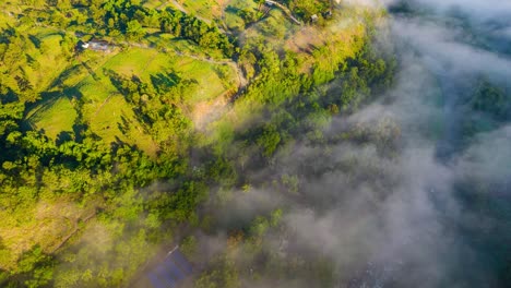 fog in the morning stunning aerial view, cold weather in the caribbean