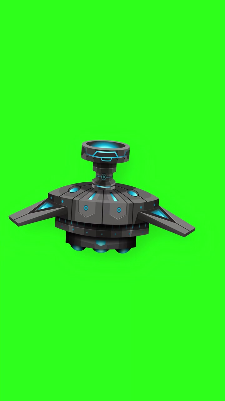 Various futuristic spacecraft drift horizontally across a green screen for easy compositing and visual effects.