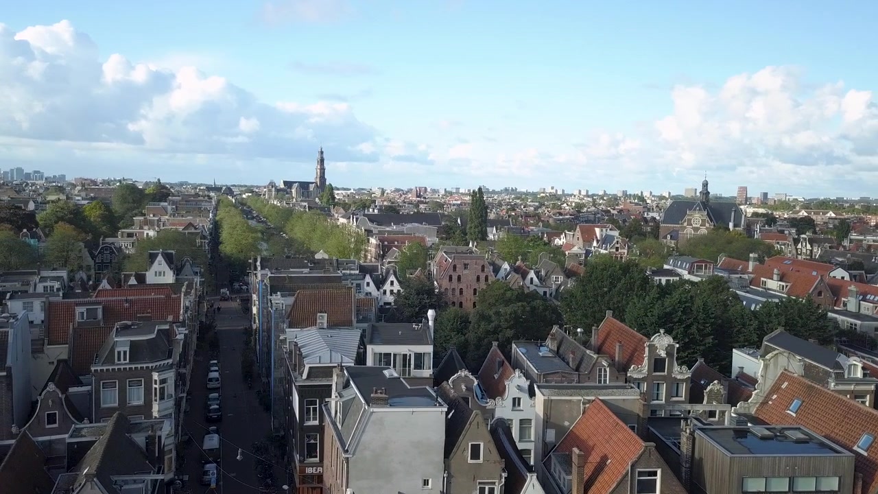 Luftaufnahme einer Altstadt. Amsterdam, Niederlande