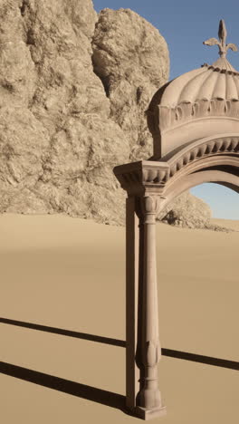 a stone archway in a desert