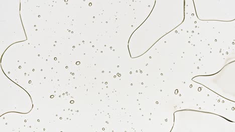 líquido de gel cosmético transparente con burbujas de aceite en agua de fondo de color plateado. tiro macro