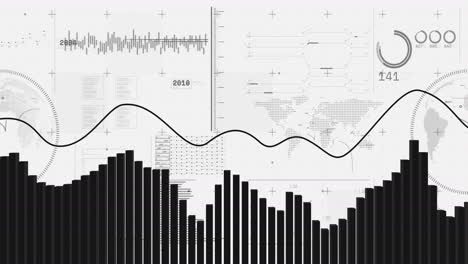 animación digital del procesamiento de datos estadísticos contra un fondo blanco