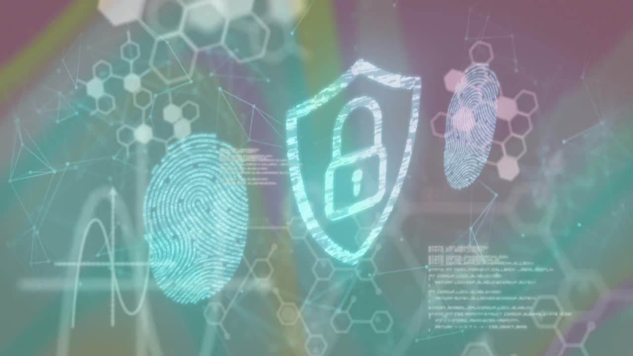Animation of data processing over padlock