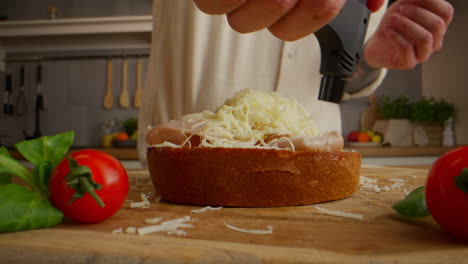 preparing a gourmet grilled sandwich
