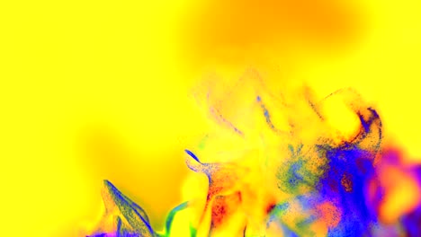 polvo de colores en fondo amarillo, animación de partículas, bucle