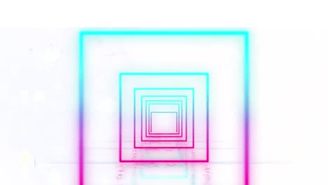 animation of neon squares moving over white background