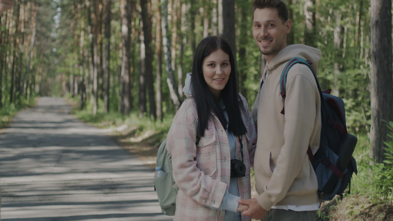 Couple Hiking in Forest