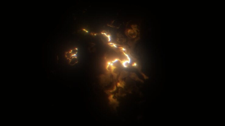 Animazione Tempesta Cosmica Elettrica Frattale Astratta Arancione
