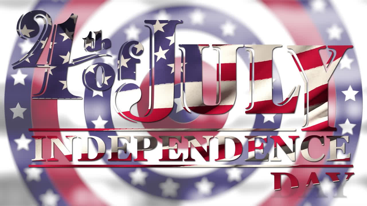 Independence Day text against stars on spinning circles