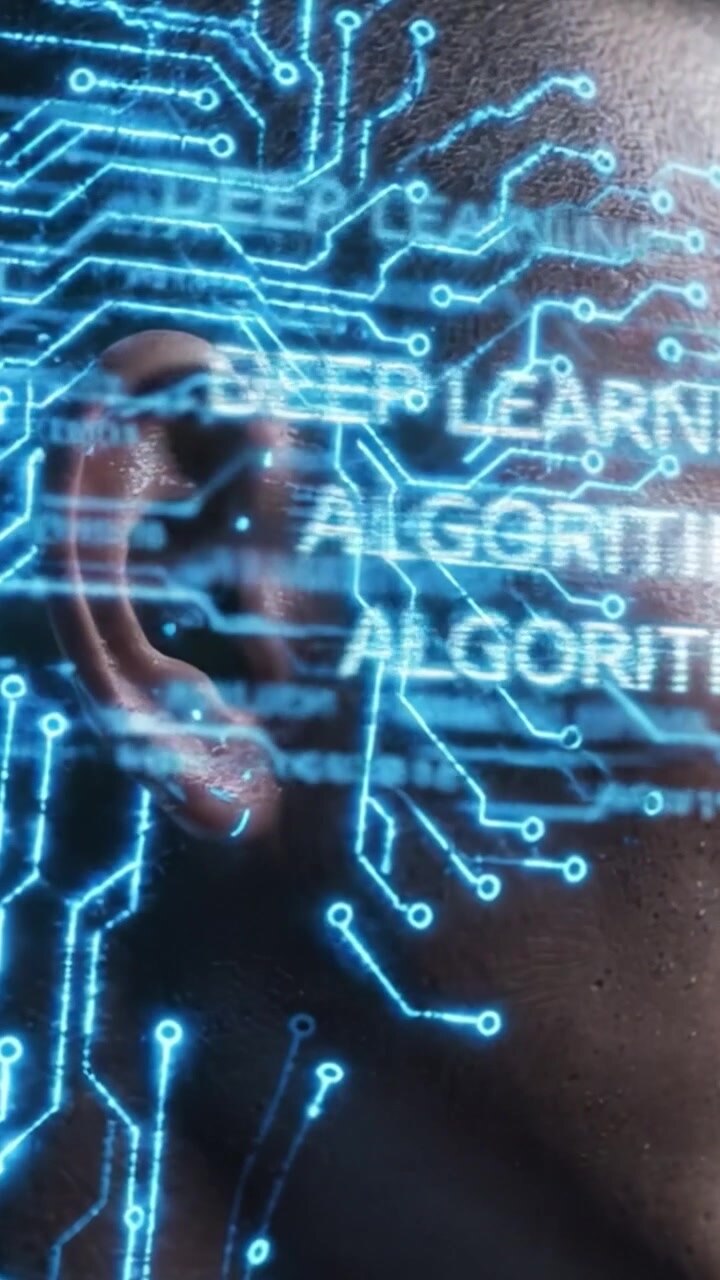Futuristic Portrait of a Human with Circuitry Patterns Silicon Embedded, Merging Technology and Humanity in a Vision of Advanced Artificial Intelligence Concepts