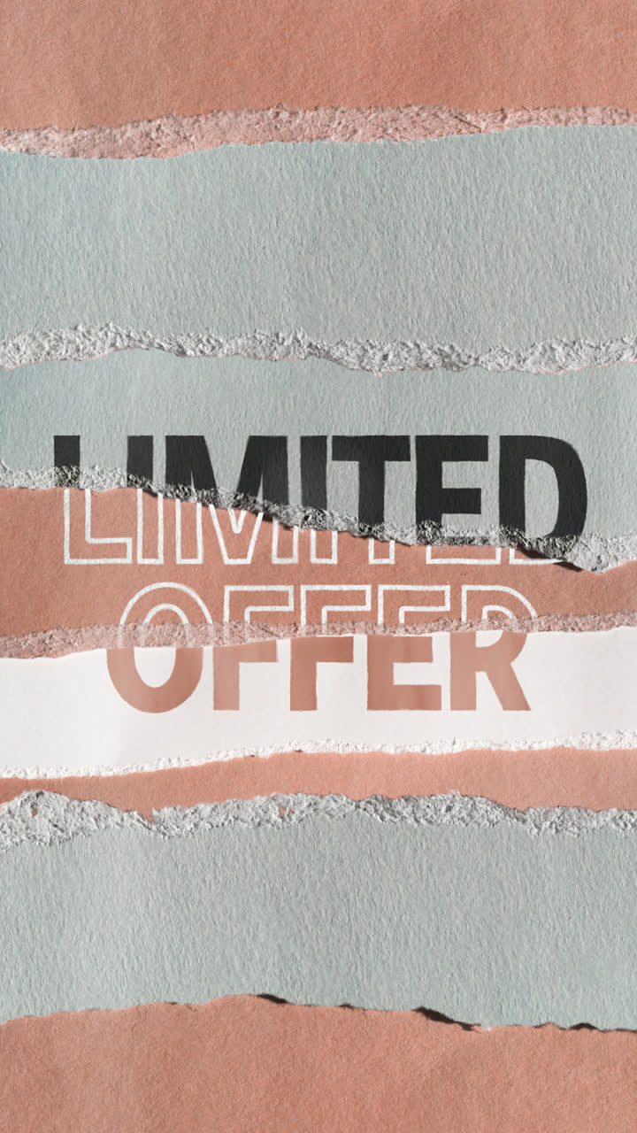 Limited Offer text on a background of torn paper strips