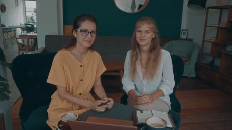 two women in a cafe