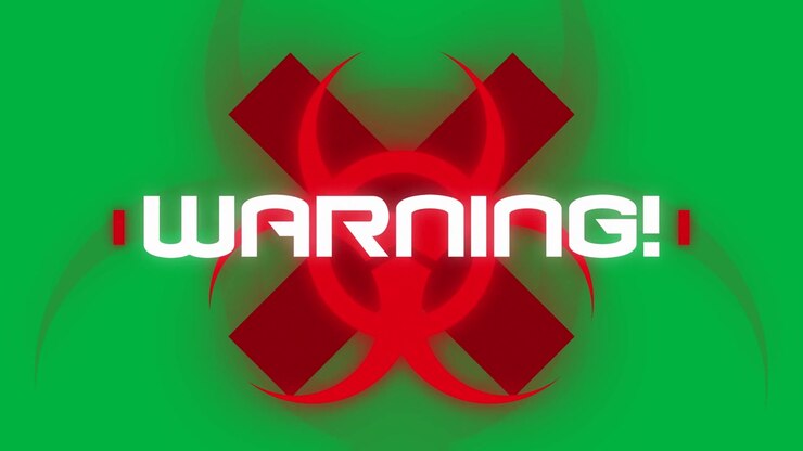 Frame-two cue starting alert graphic fading in, pulsing, fading out, warning on transparent canvas