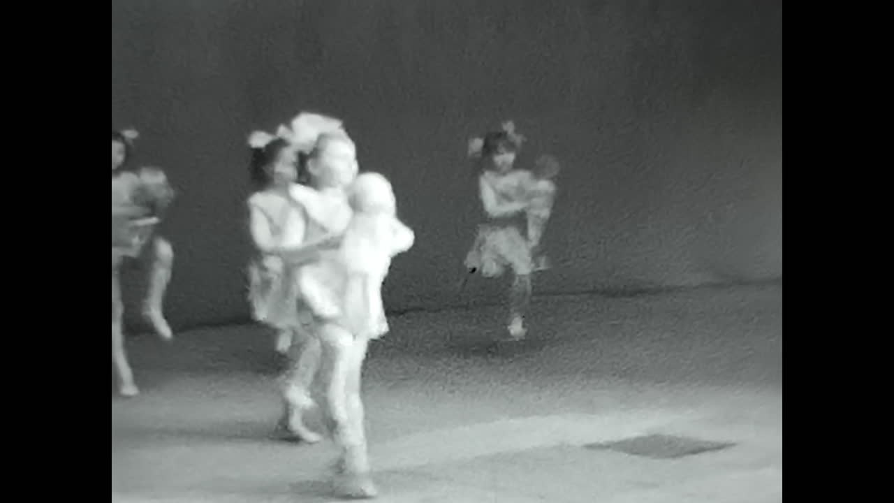 Soviet children Standing on Stage. CIRCA USSR 1970: Soviet children Standing on Stage