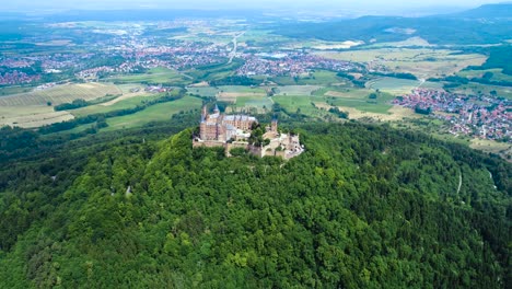 Hohenzollern-Castle,-Germany.-Aerial-FPV-drone-flights.