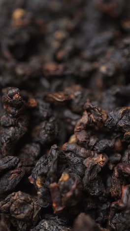 close-up of dried black tea leaves