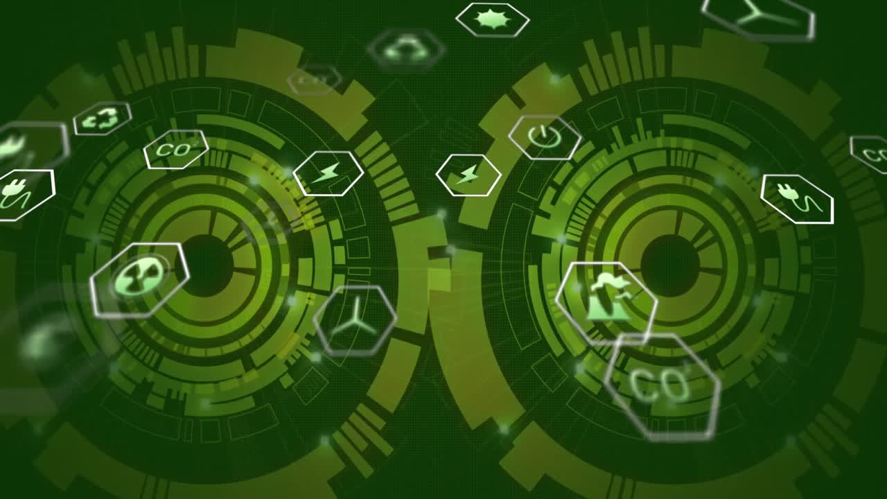 범위 스피닝 위의 디지털 아이콘의 애니메이션