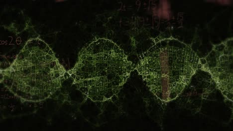 Animation-Der-DNA-Helix-Mit-Mathematischen-Formeln-Und-Geometriewinkeln-Auf-Schwarzem-Hintergrund