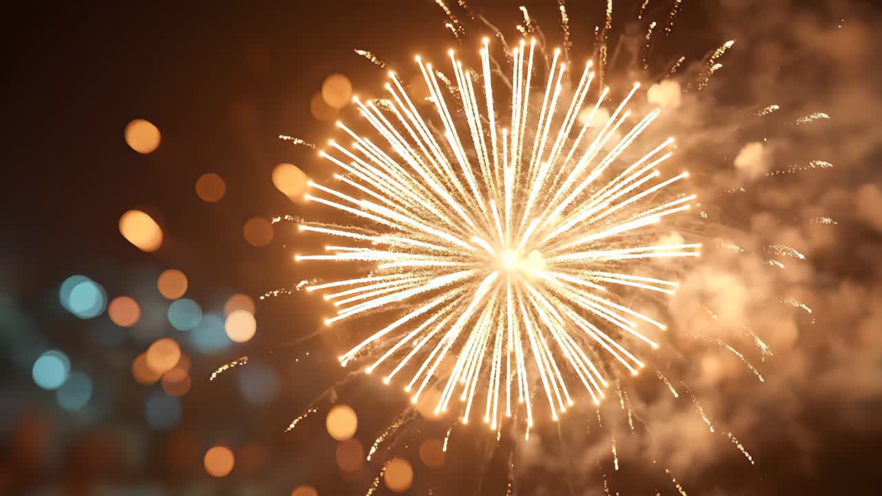 golden firework explosion with bright spark trails