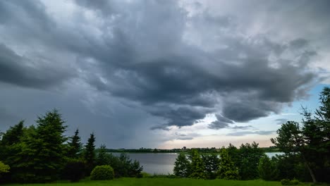 time lapse. storm clouds over lake