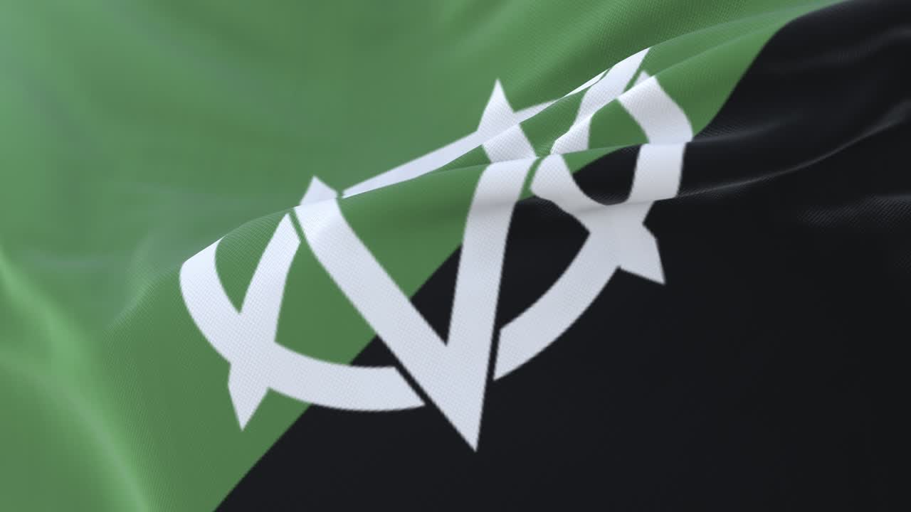 la bandera del veganarchismo agitando el viento, lento. bucle