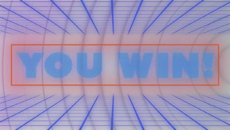 animation of you win text over circles on white background