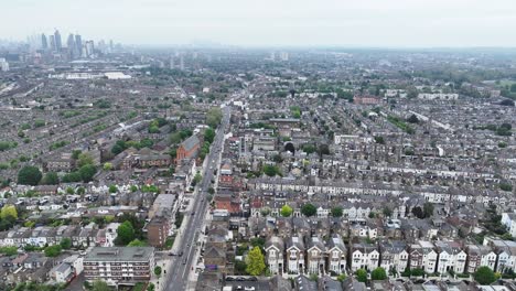 ascending above south west london with the city skyline in the distance