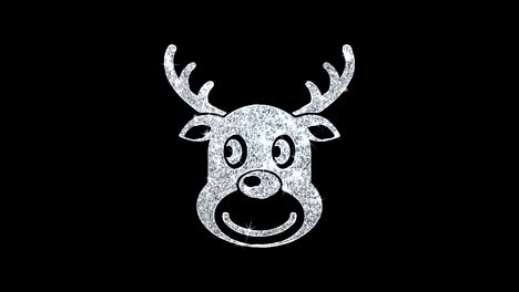 christmas reindeer xmas deer icon shining glitter loop blinking particles .