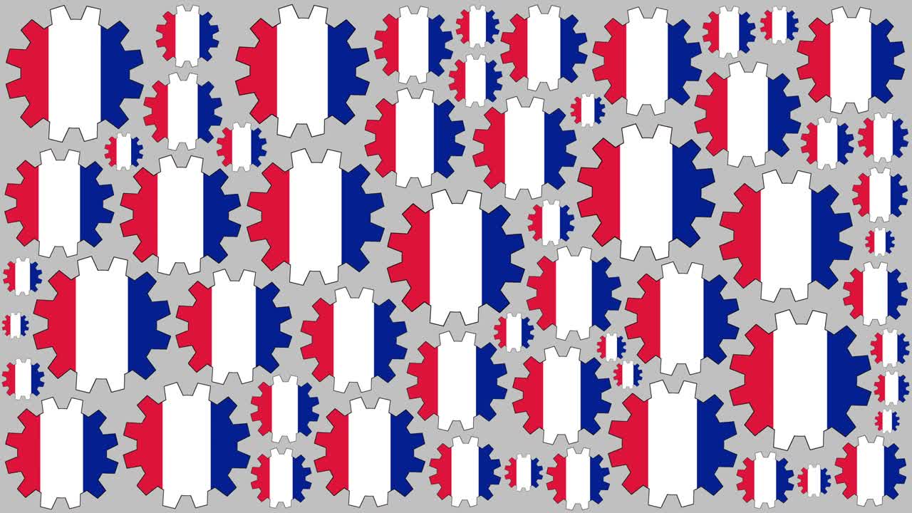 bandera francesa engranajes girando el fondo