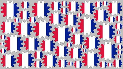 bandera francesa engranajes girando el fondo