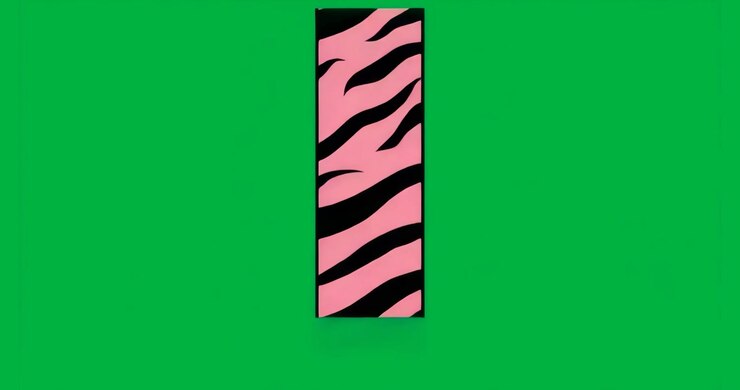 On glitch pixel fragments flickering around pink zebra panel while border pulsing to draw focus