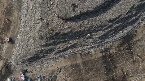 aerial view, mountains of garbage piled up at the piyungan landfill, yogyakarta