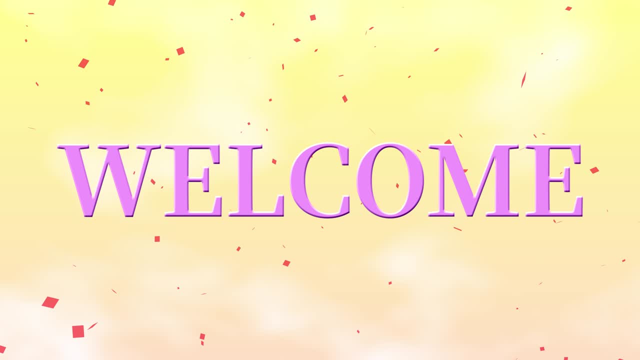Animazione testuale del messaggio "WELCOME" in motion graphics